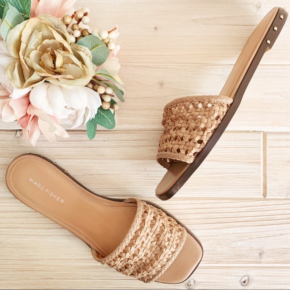 Marc Fisher Shoes - MARC FISHER Woven Studded Block Heel Sandal Size 9